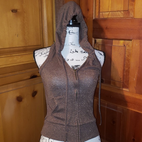 Old Navy Jackets & Blazers - 💜3/$10💜Metallic brown peep back hooded jacket